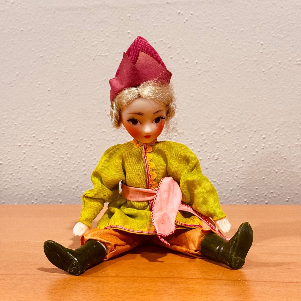 Vintage Soviet Russian Folk Doll Skomorokh Jester Costume March 8 Factory USSR